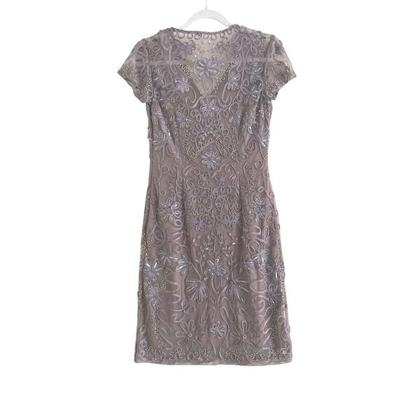 JS Collection Embellished Soutache Sheath Dress Sz 6 V-Neck Cocktail Formal - Picture 8 of 14